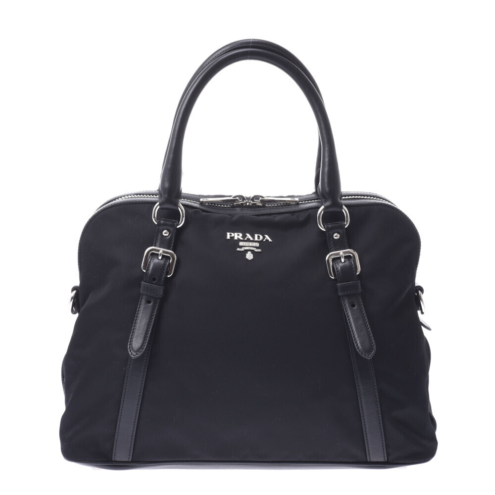 Prada Nylon Leather Bag Handbag Black - Picture 2 of 11